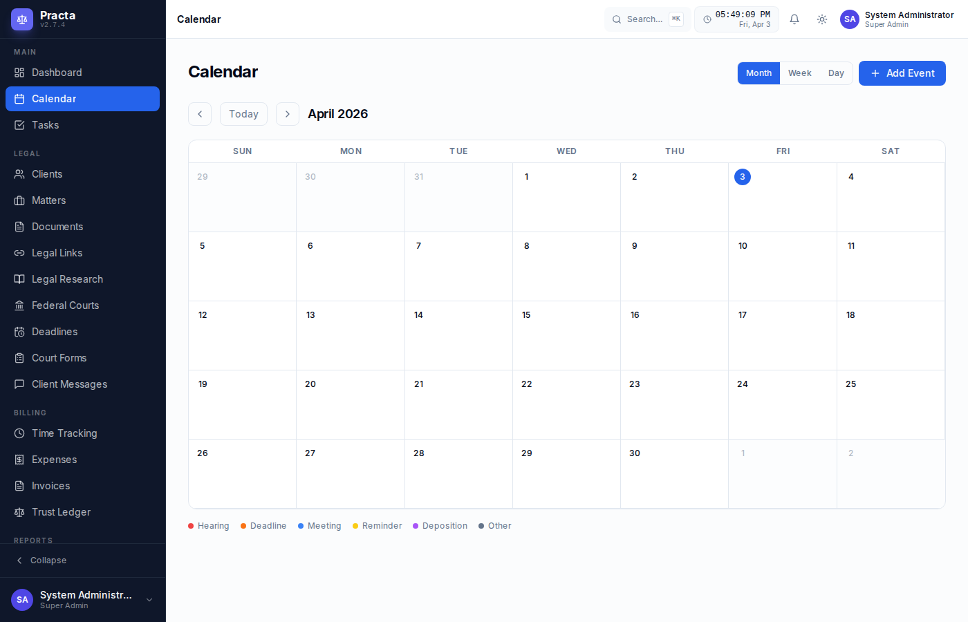 Practa Calendar